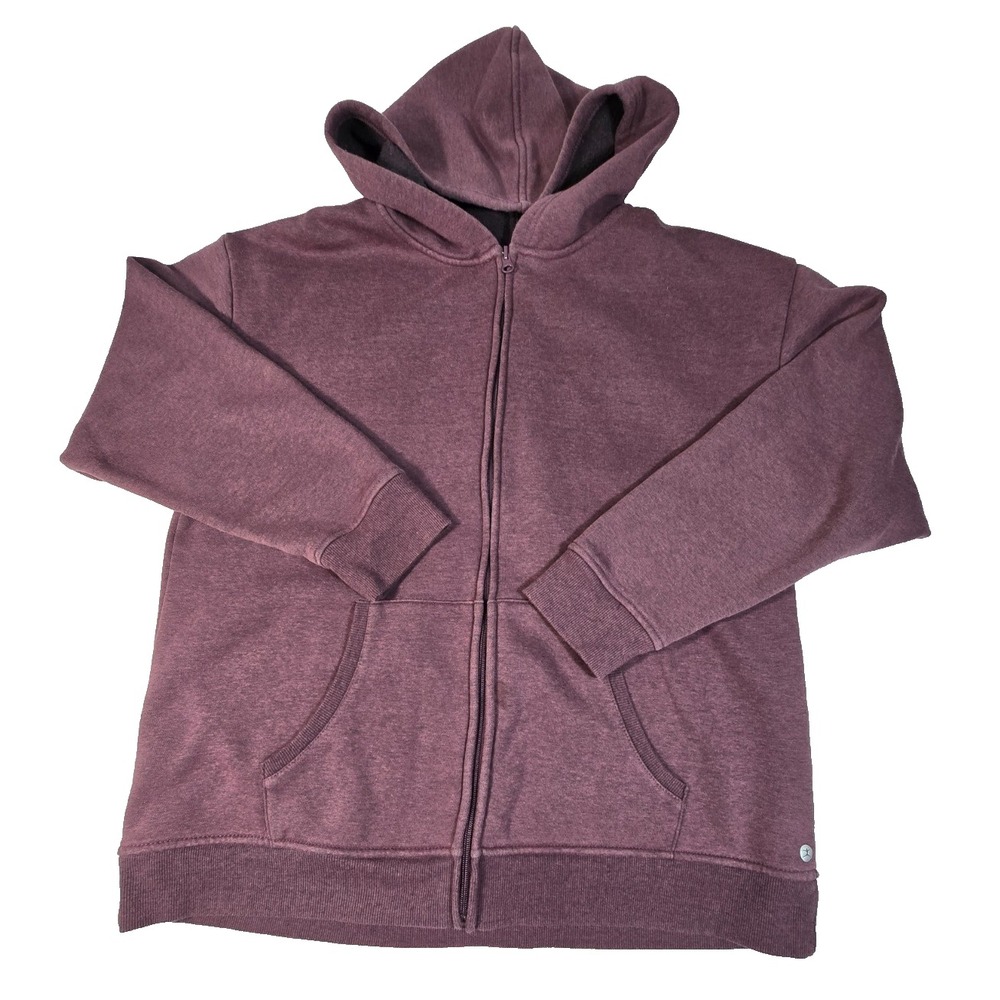 Danskin Womens XL Full Zip Up Plum Hoodie Long Sleeve Fleece Stretch